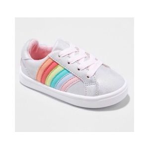 NIB Cat & Jack rainbow accent silver sneakers 12